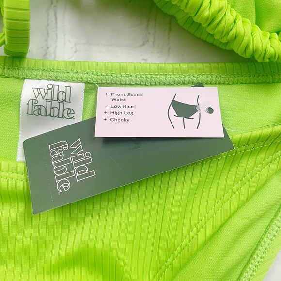 [Wild Fable] NWT neon green ribbed string bikini XS - Picture 4 of 4